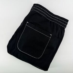 Hot Topic Black Contrast Stitch Cargo Jogger Pants Alt Emo Techwear 34x31 Black